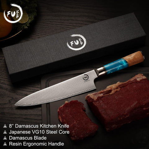 Fukep knife next to ruler showing true 8 inch size