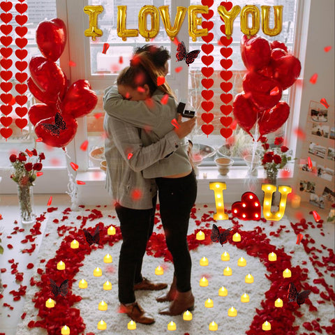 fulasiteu heart-shaped balloons floating on ceiling adding height and festivity