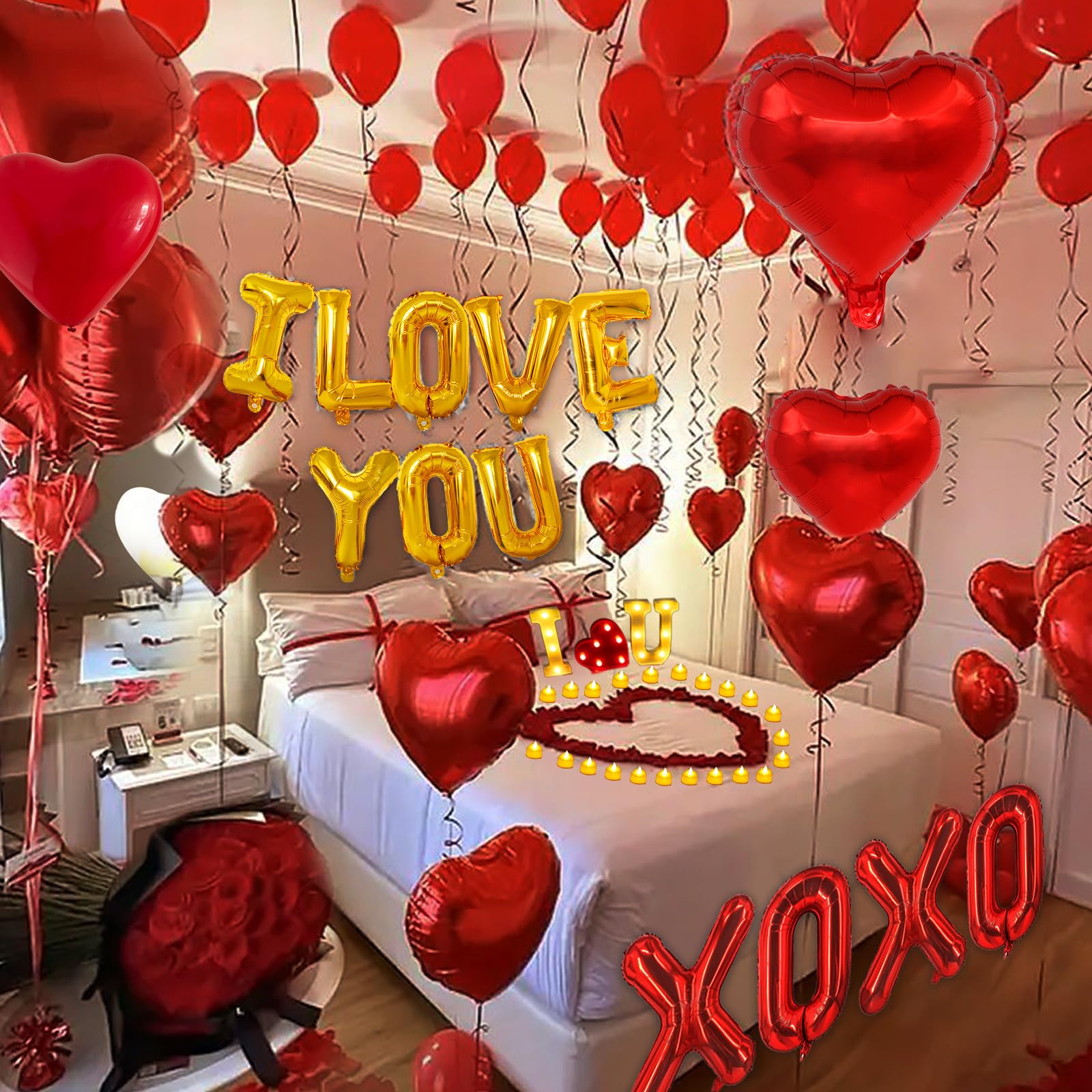 fulasiteu LED heart candles with artificial roses creating safe warm ambiance