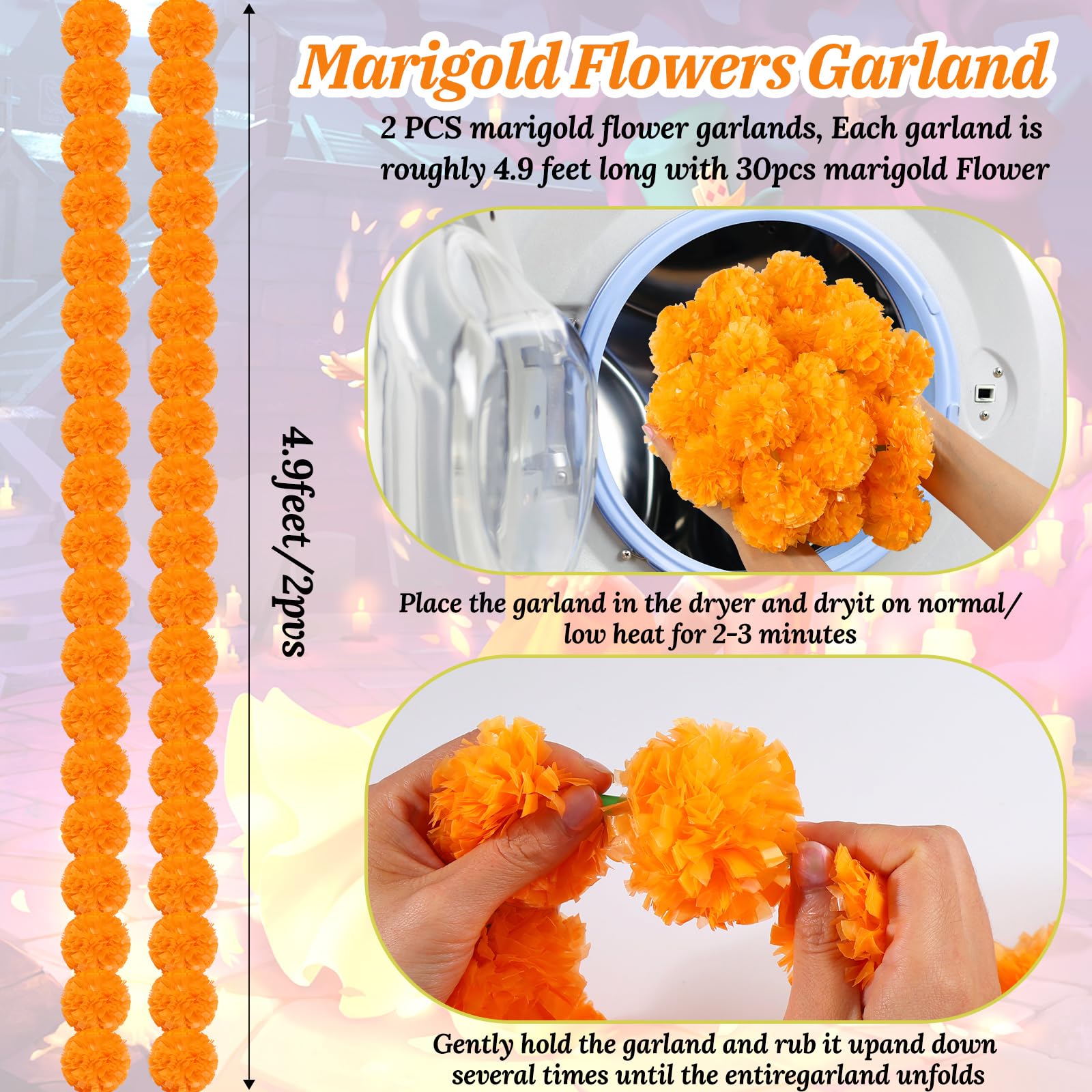 fulasiteu cluster of artificial marigolds with wired stems for easy arranging
