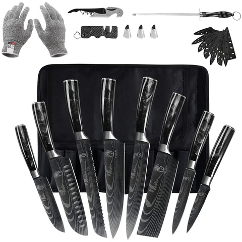 FULLHI knives set in walnut block showing organized storage and quick access benefit