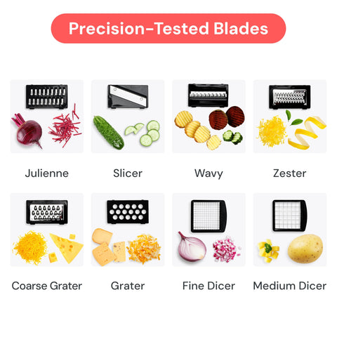 fullstar catch tray holding diced vegetables to prevent countertop mess