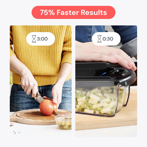 fullstar chopper in use dicing an onion quickly and cleanly