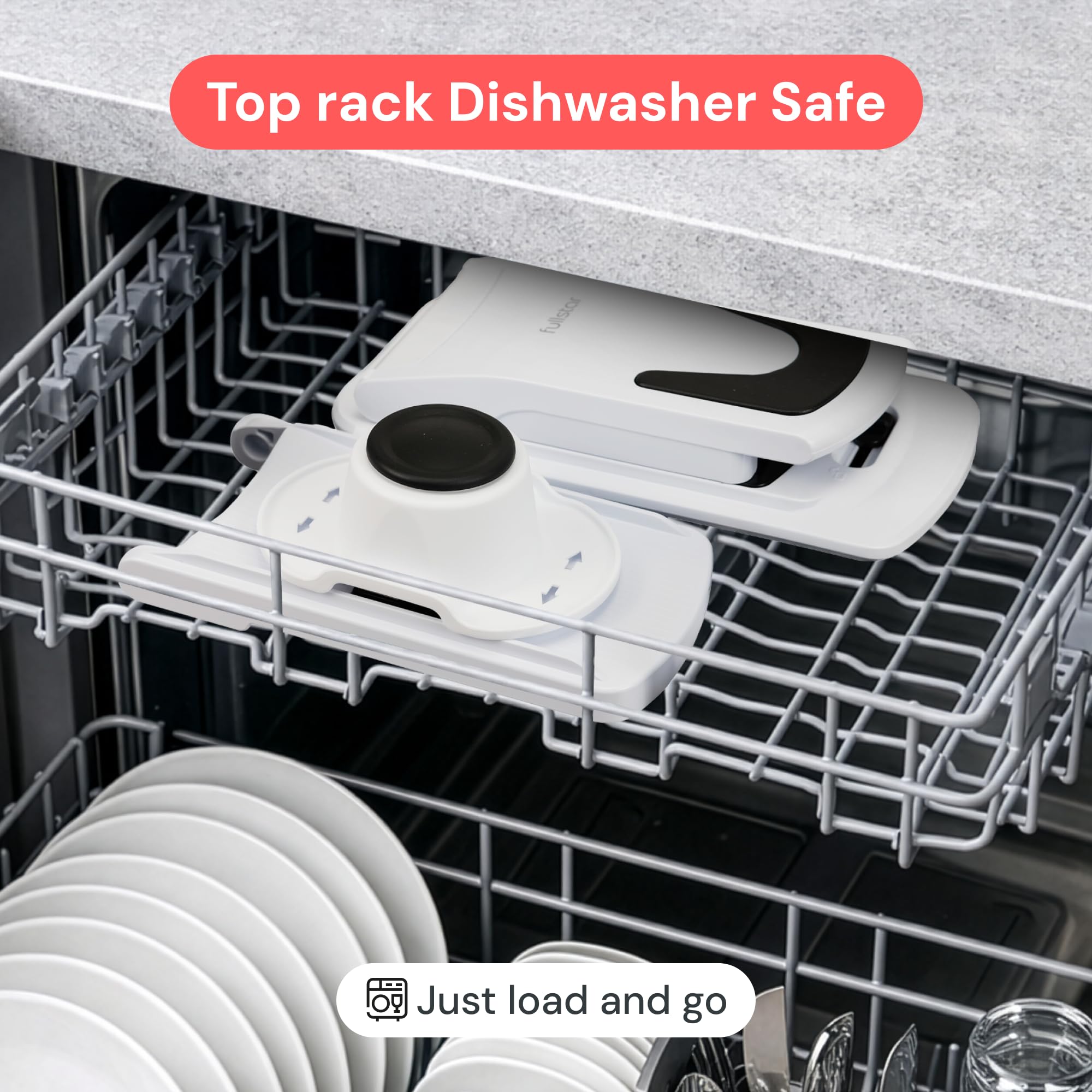 fullstar disassembled parts laid out for easy dishwasher cleaning