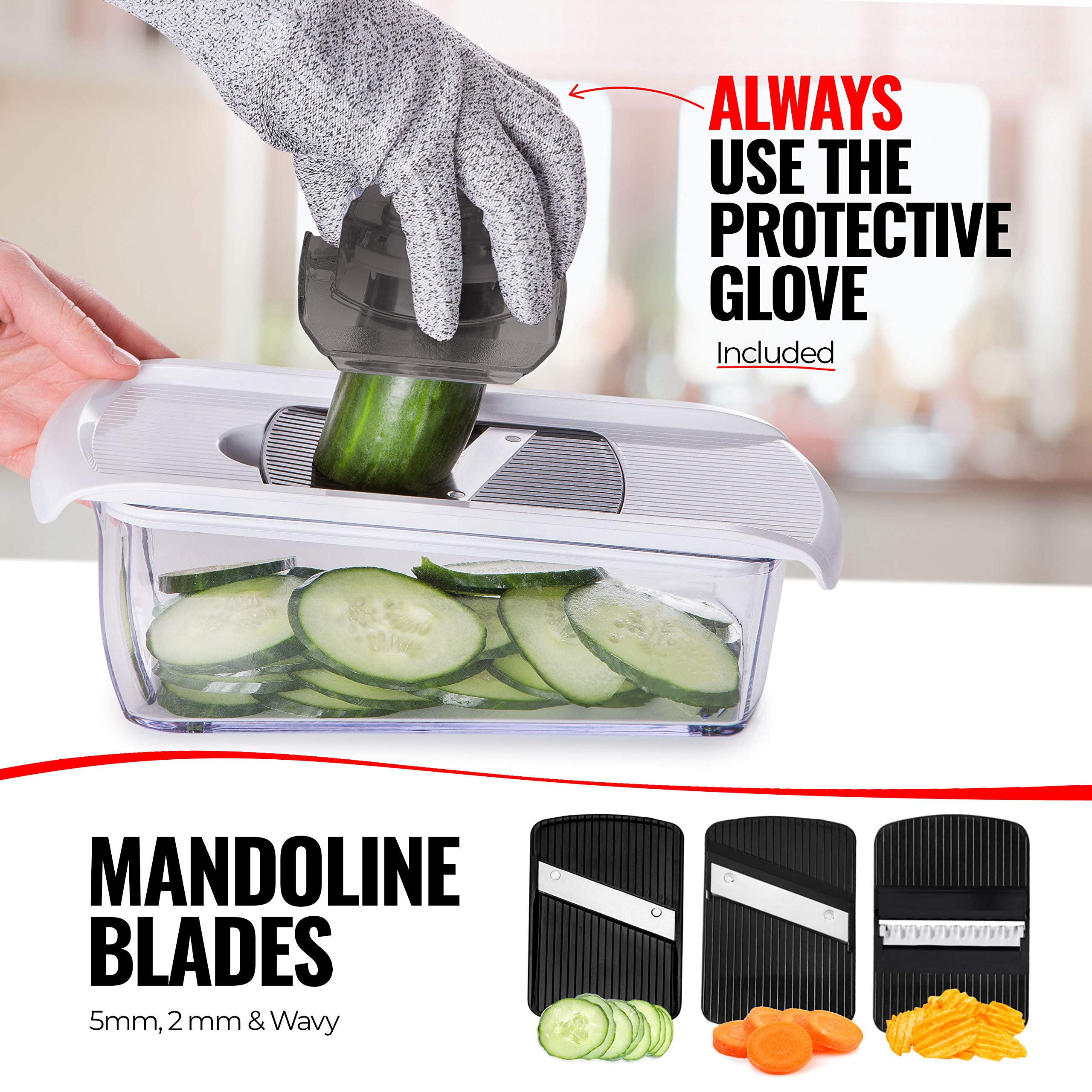 fullstar slicing cucumber into even rounds using the mandoline for speed