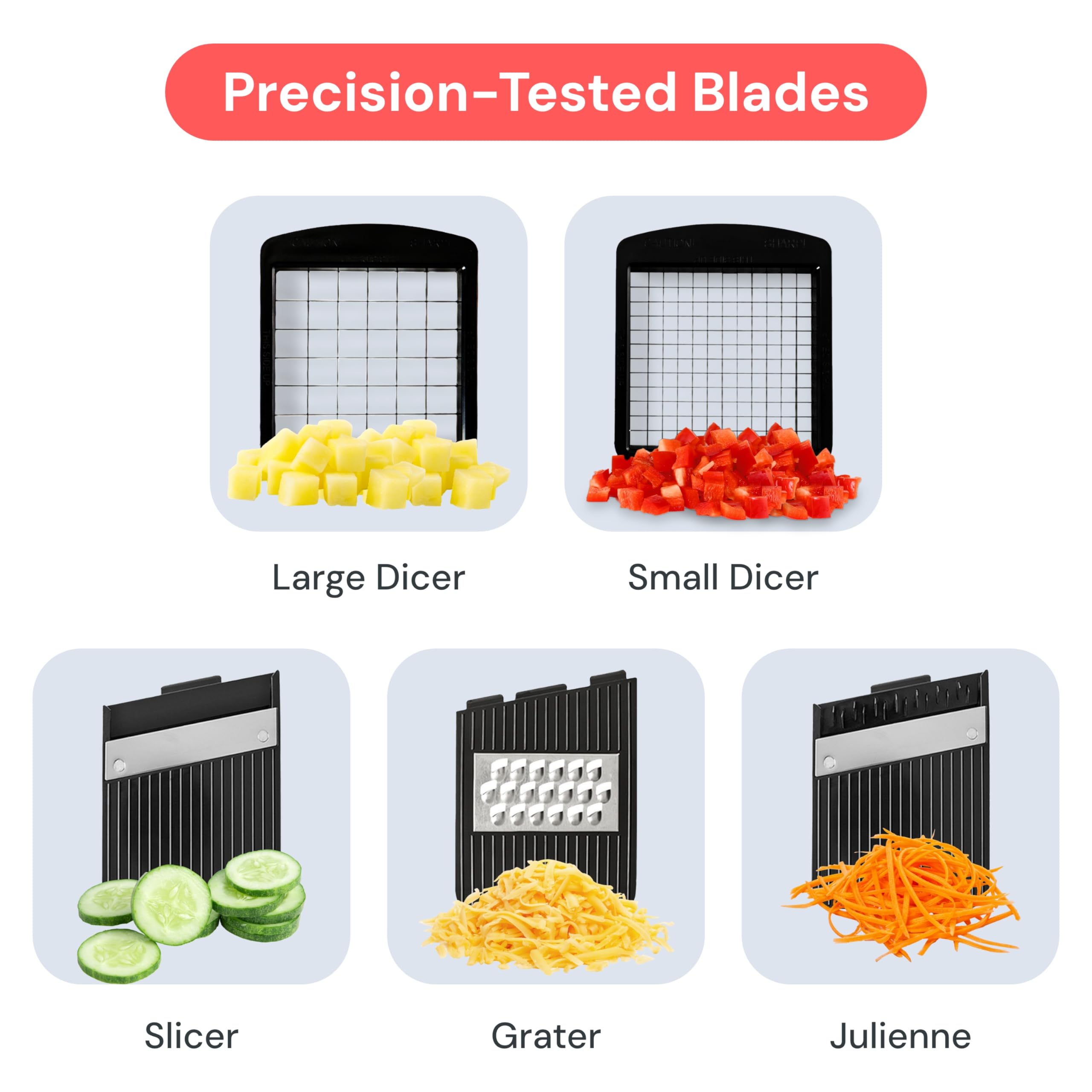 fullstar julienne blade closeup showing precise matchstick cuts