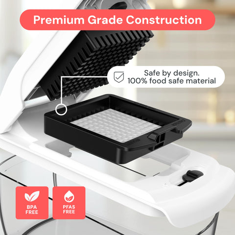 fullstar non-skid rubber base on countertop, stable safe chopping benefit