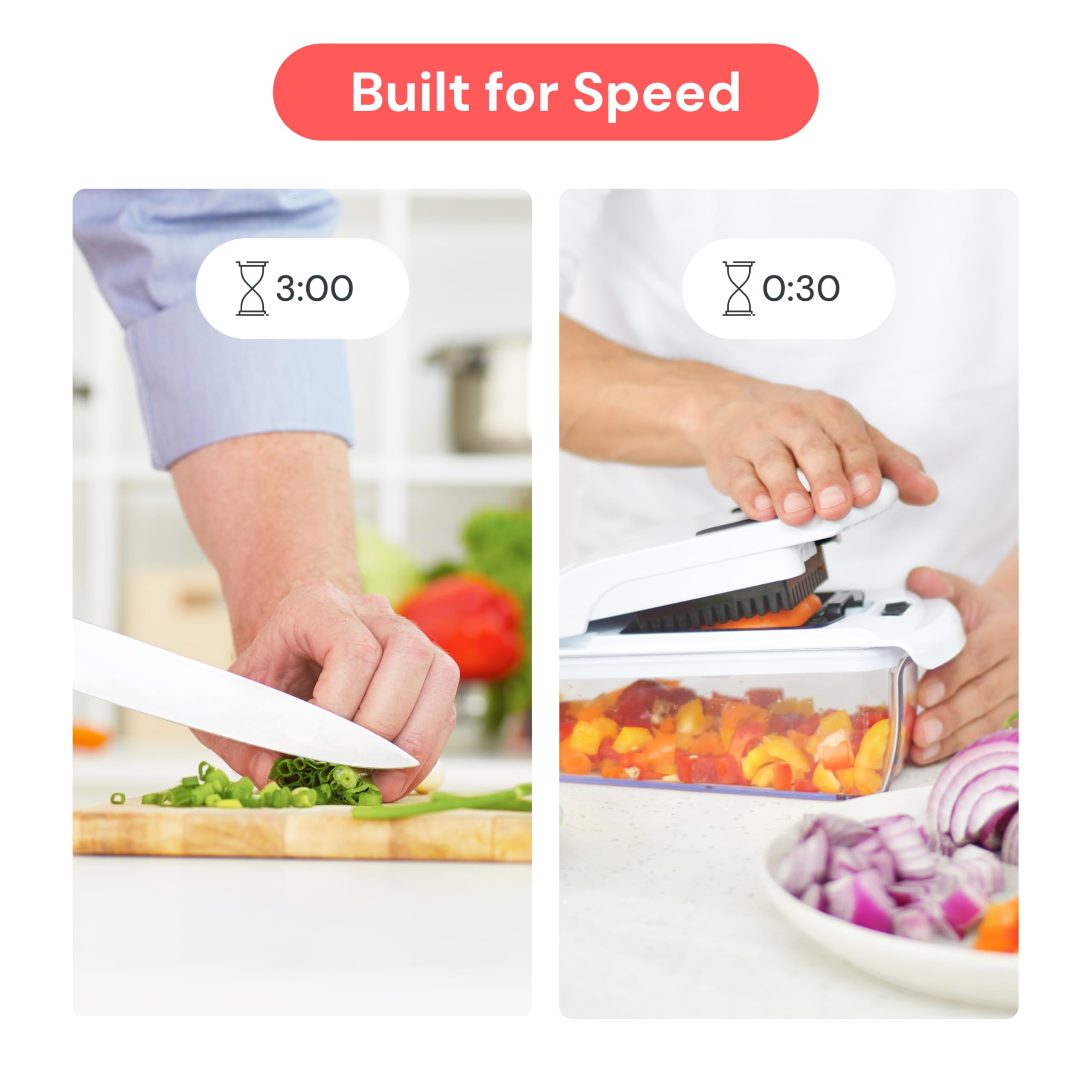 Fullstar Pro in use chopping vegetables to save time during cooking