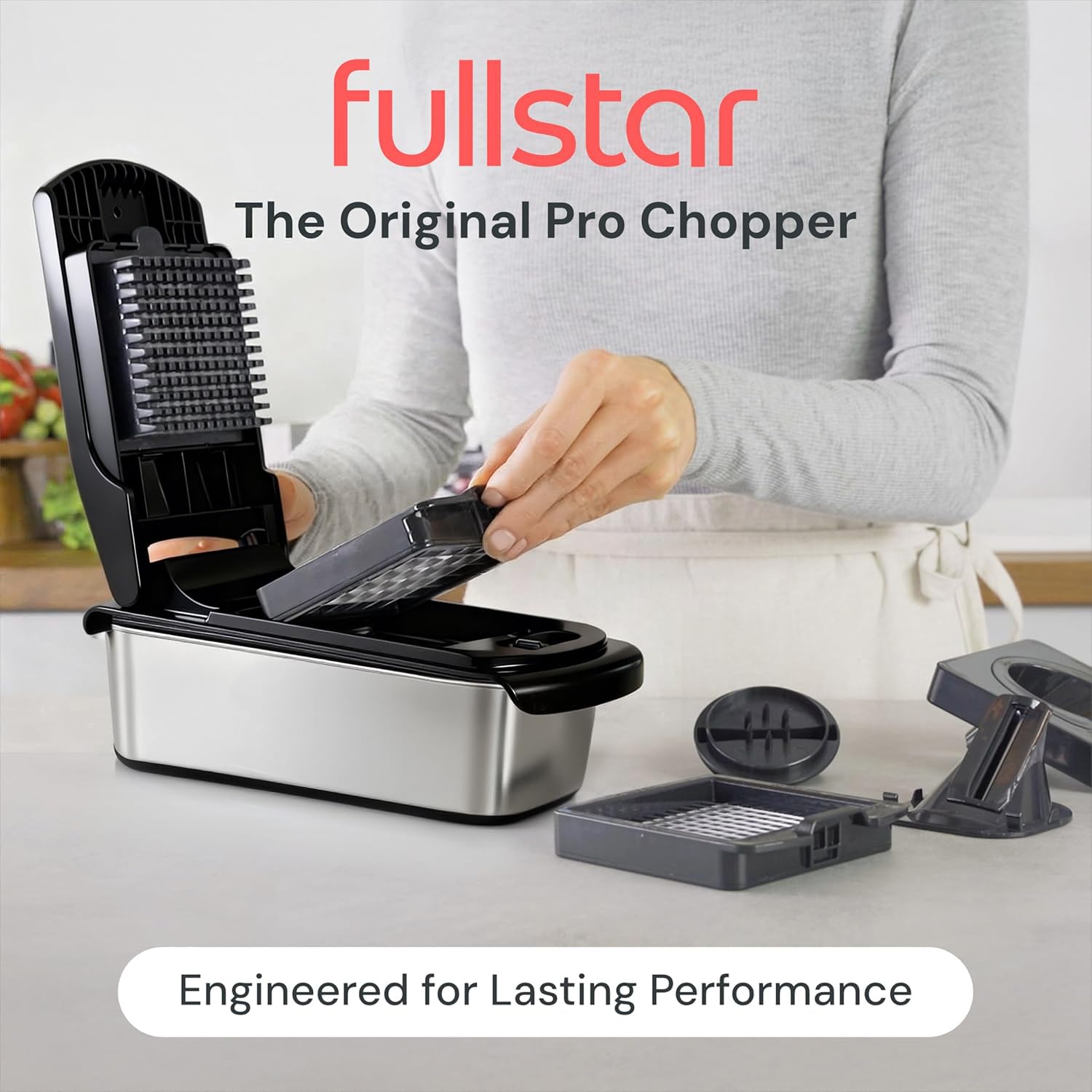Fullstar close-up of 420 stainless steel blades for long-lasting sharpness