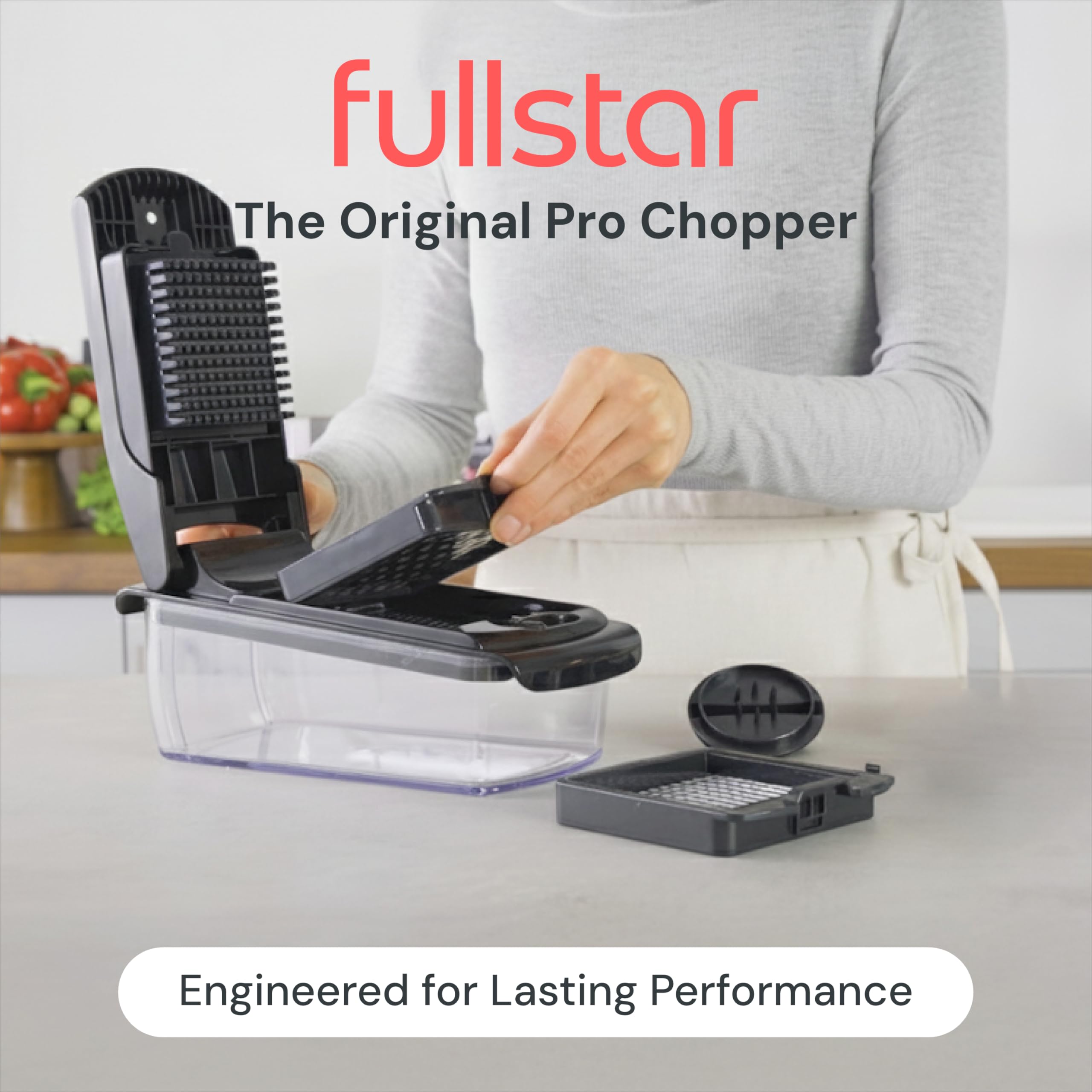 fullstar top lid detail highlighting soft-grip handle for easy pressing