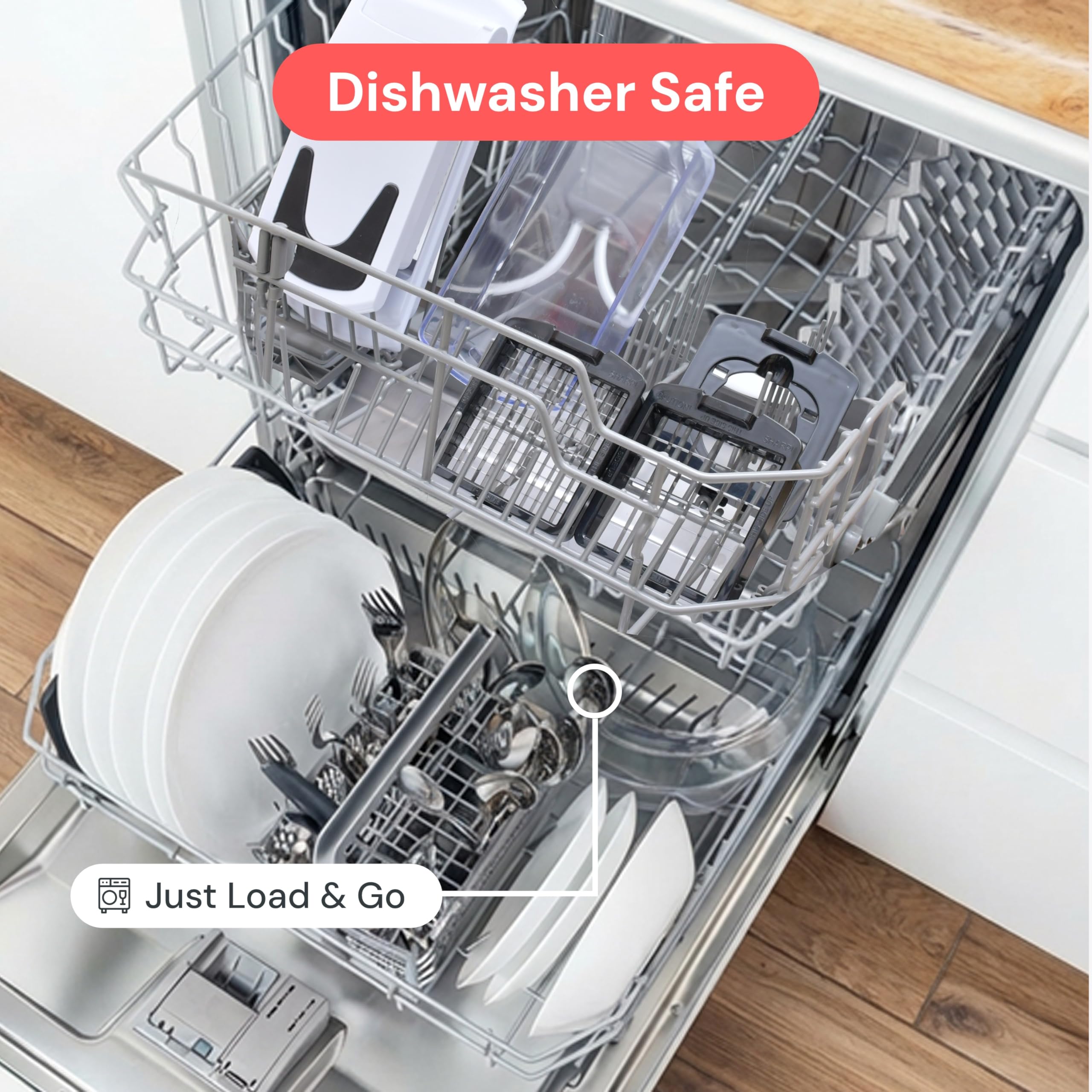 Fullstar Pro removable parts arranged for top-rack dishwasher cleaning