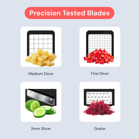 fullstar pull-out tray collecting diced vegetables for tidy transfer