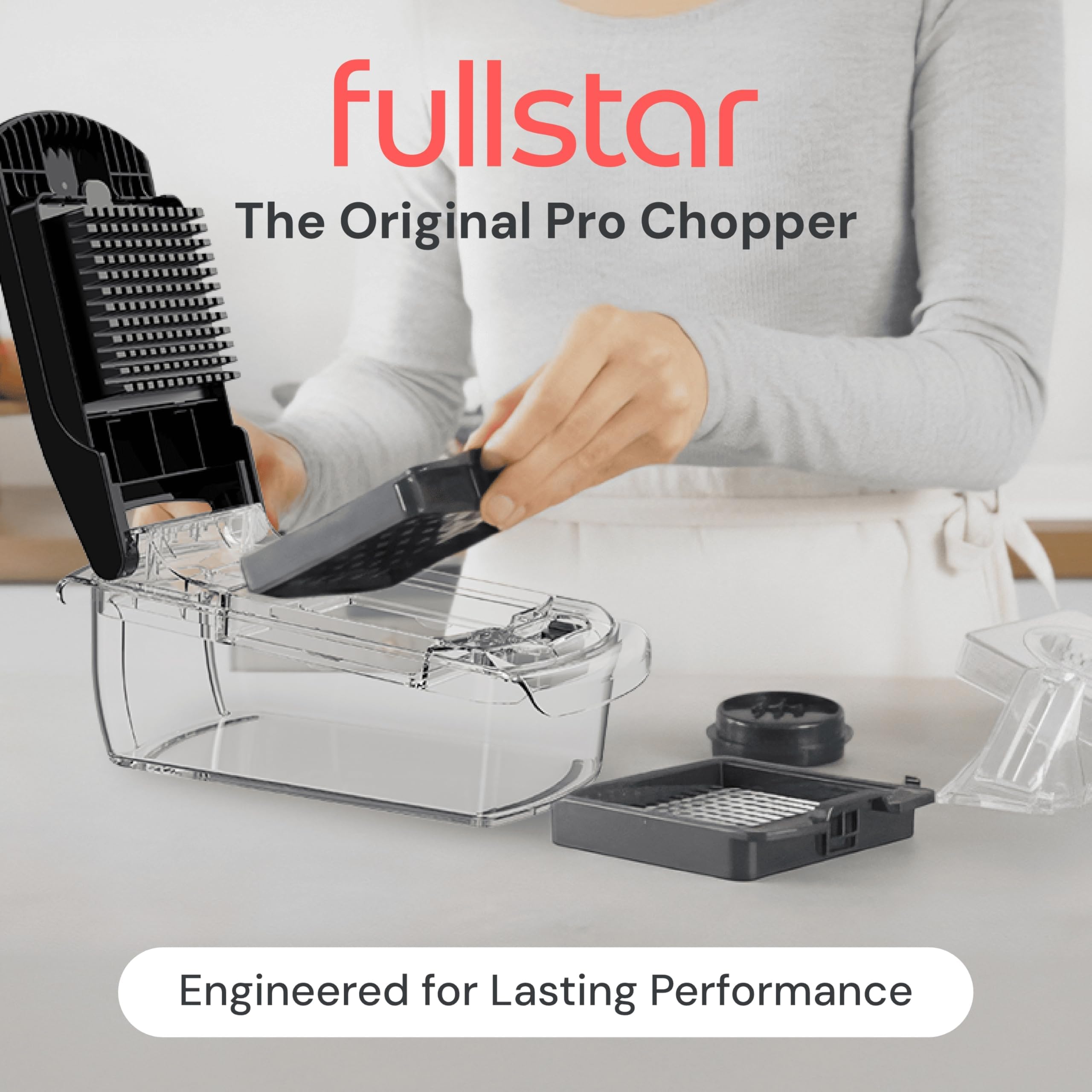 fullstar stainless-steel blades closeup highlighting sharp durable cutting