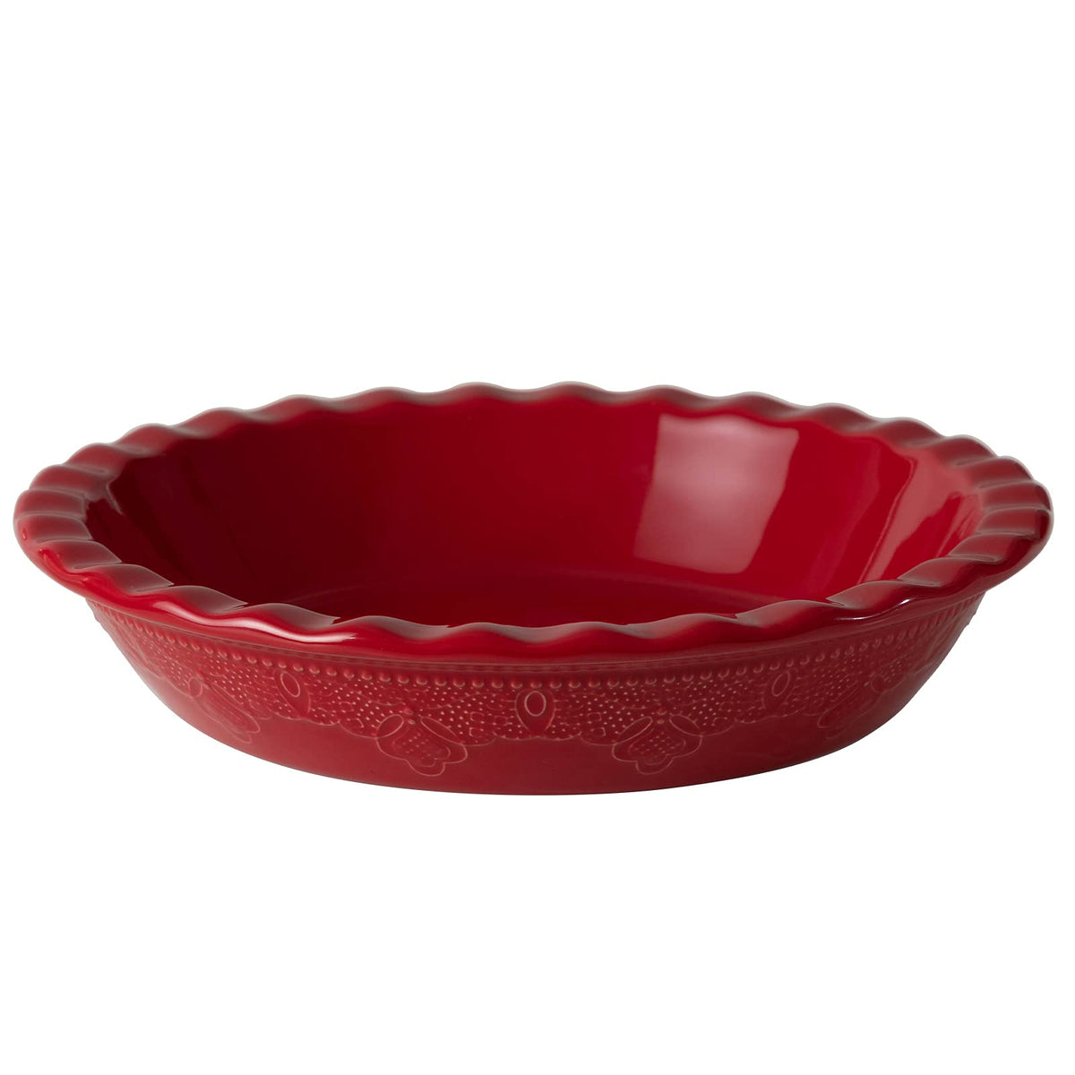 FUN ELEMENTS front view showing ruffled rim and festive red finish benefiting presentation