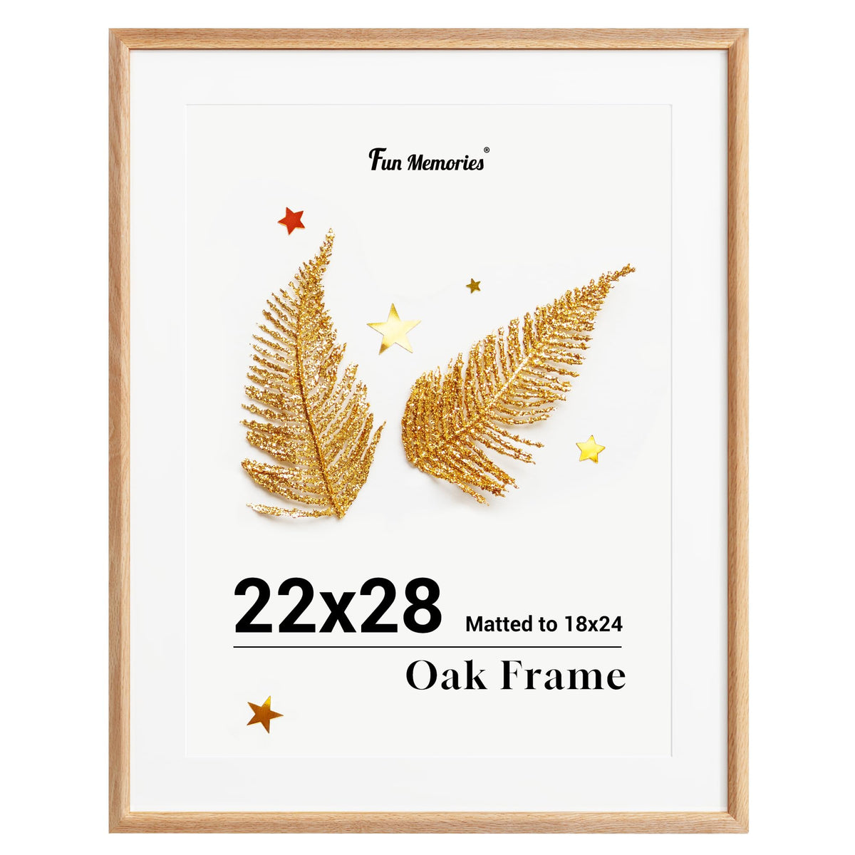 Fun Memories solid oak frame front view showing natural grain and beige finish benefit elegant presentation