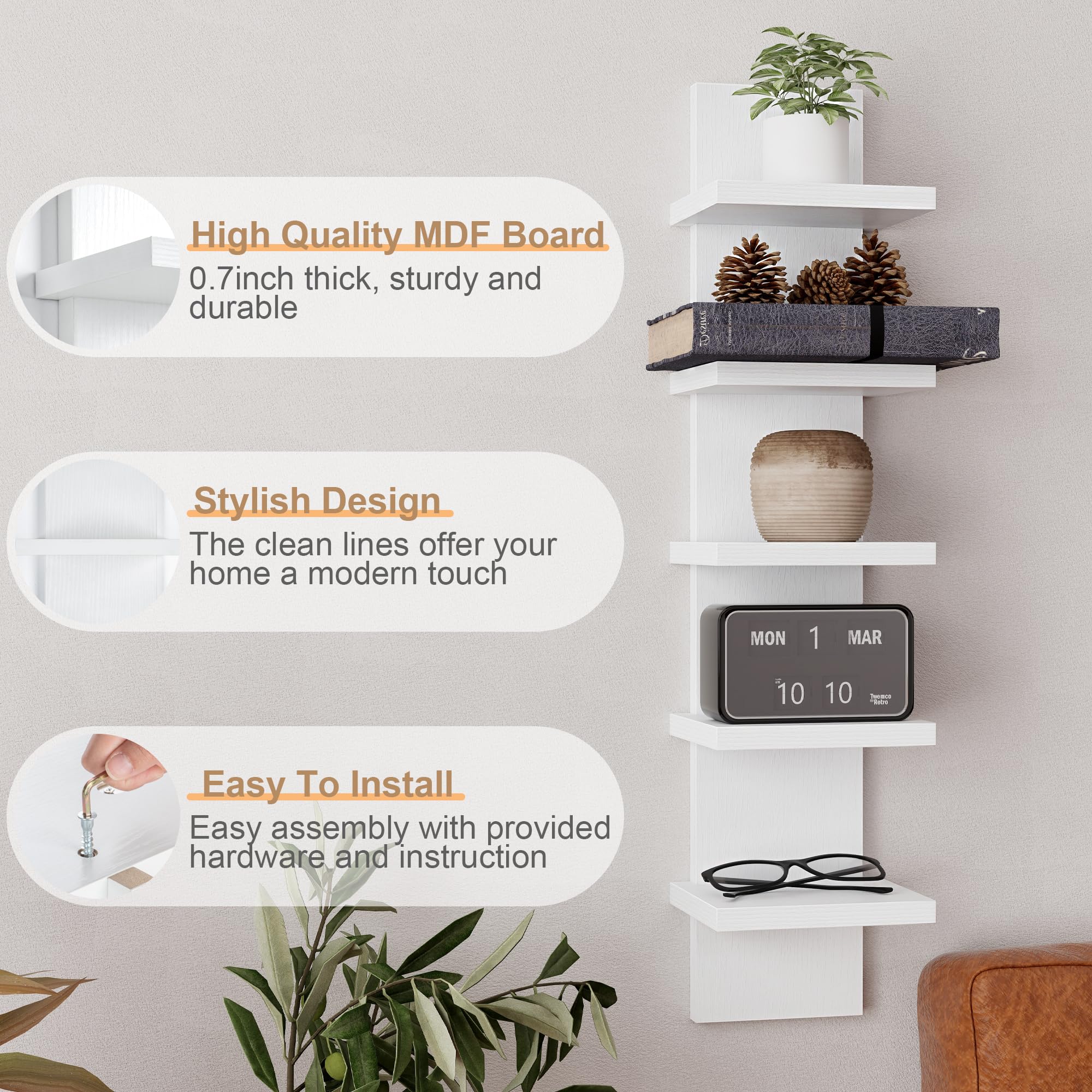 Fun Memories mounted in a living room demonstrating space-saving vertical display benefit