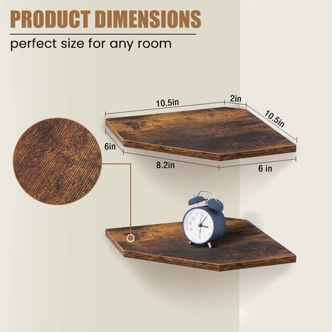Fun Memories corner shelves mounted in living room creating extra display space