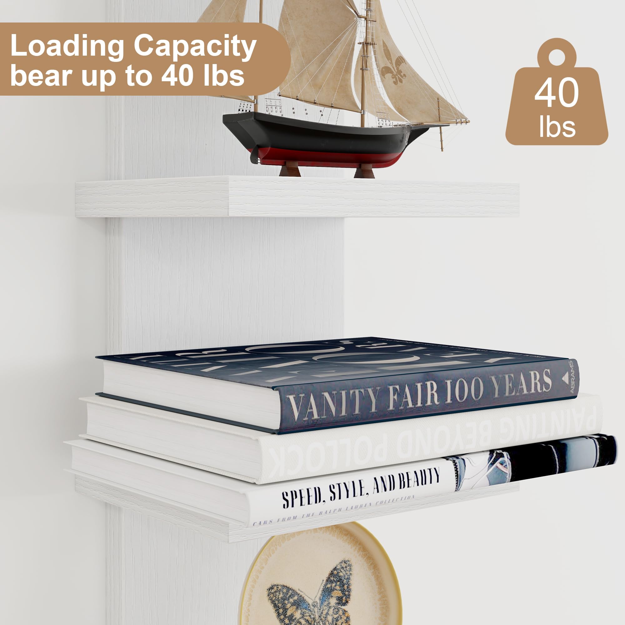 Fun Memories shelves holding books and plants showing organized decorative storage benefit