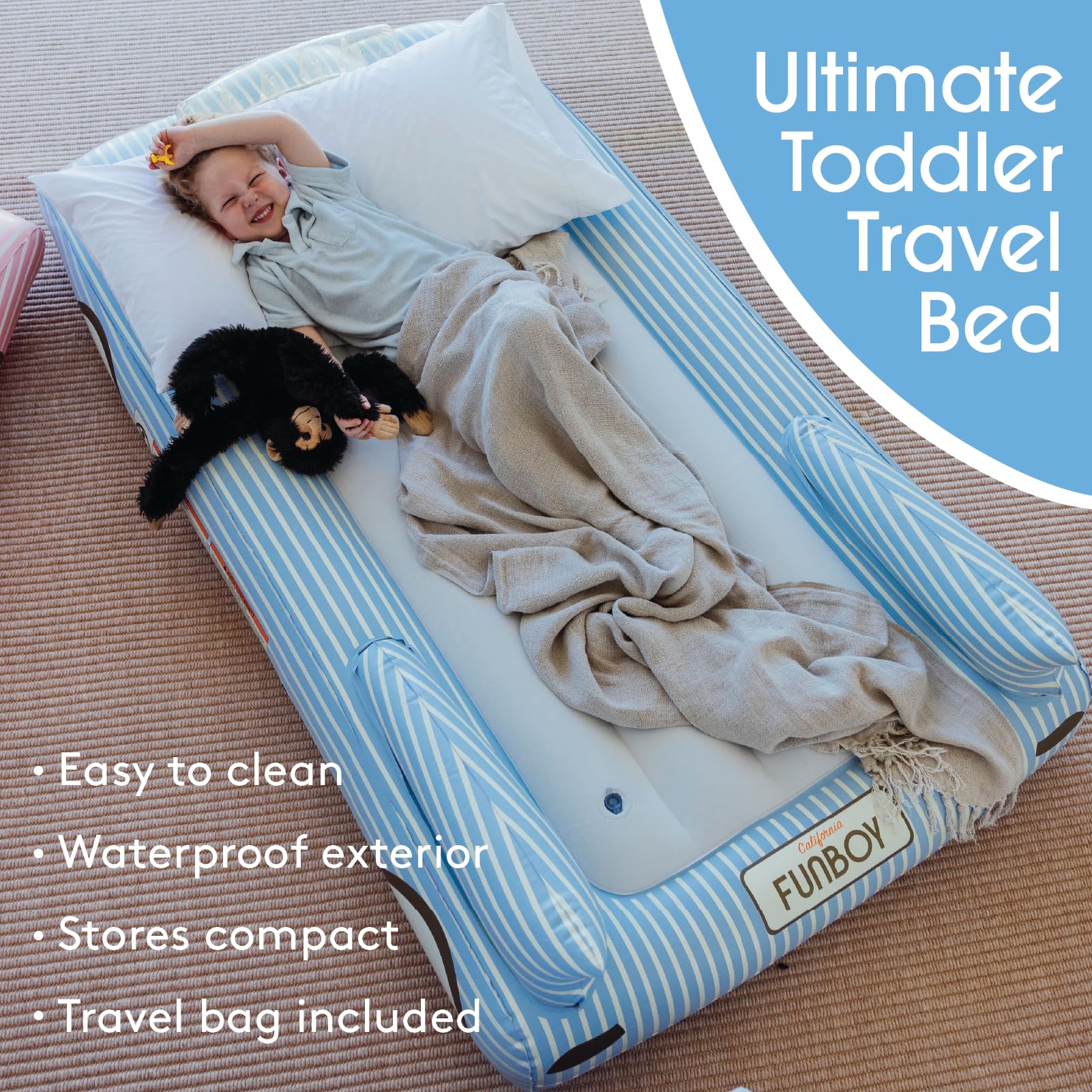 FUNBOY children using the inflatable bed at a sleepover for travel-friendly comfort
