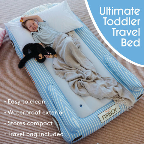 FUNBOY children using the inflatable bed at a sleepover for travel-friendly comfort