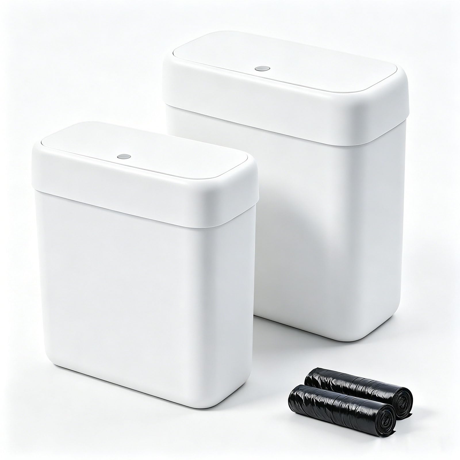 funest front view pair showing space-saving white cans and neat design