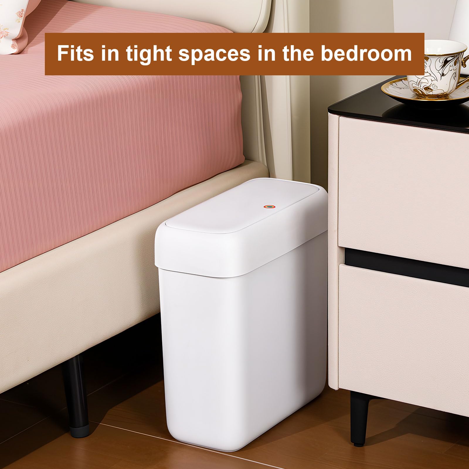 funest in bathroom between vanity demonstrating slim fit saving floor space