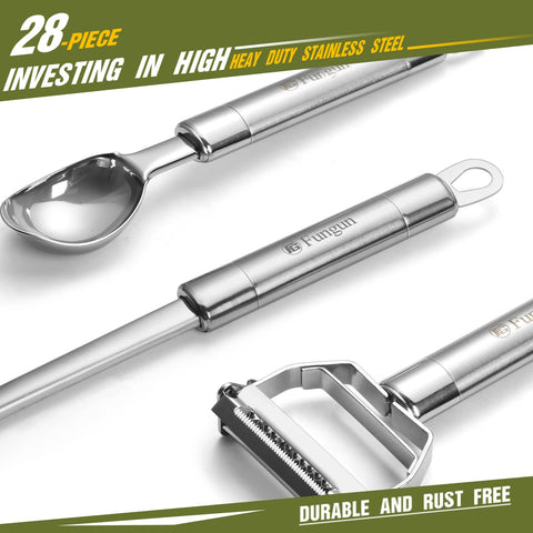 Fungun laid out tools showing all 28 pieces for complete kitchen readiness