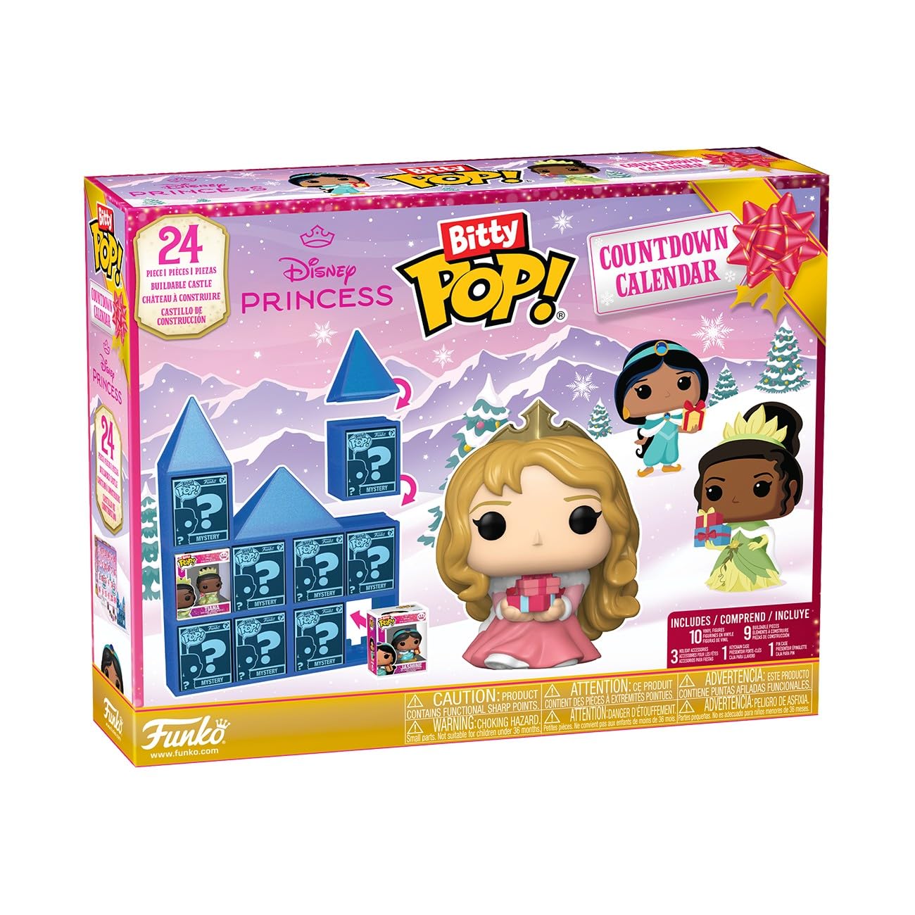 Funko front packaging showing Disney Princess calendar and collectible preview, aids gifting