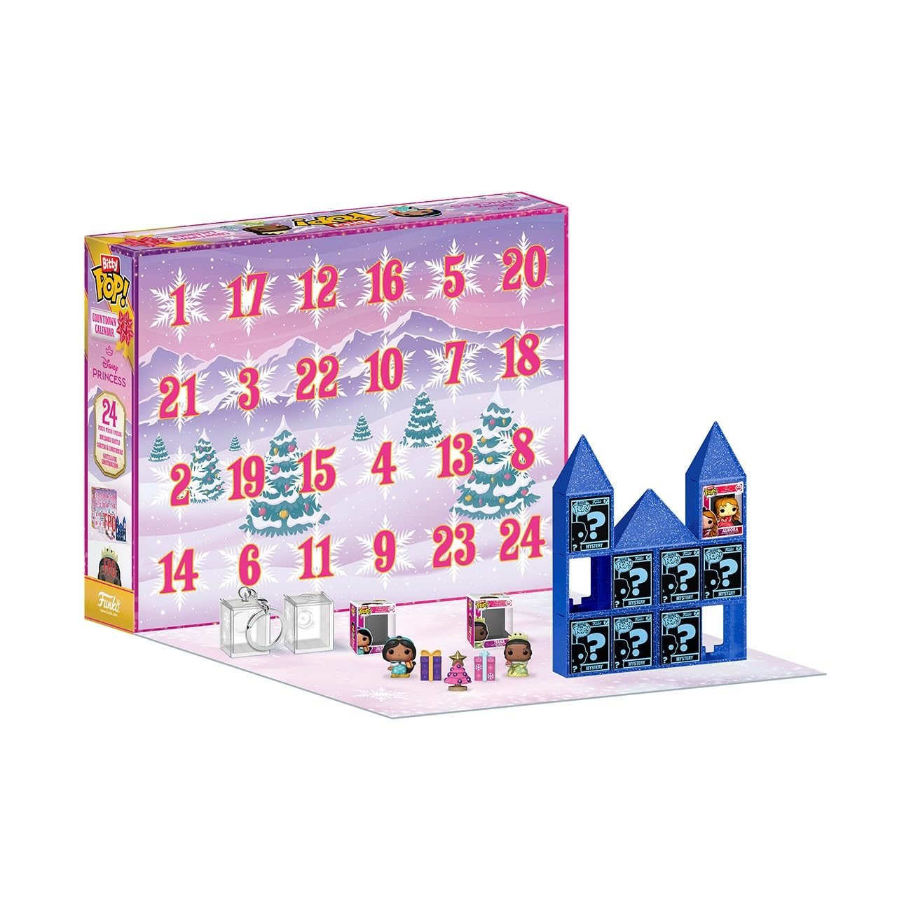 Funko calendar open doors revealing Bitty POP! pieces, demonstrates daily surprise reveal