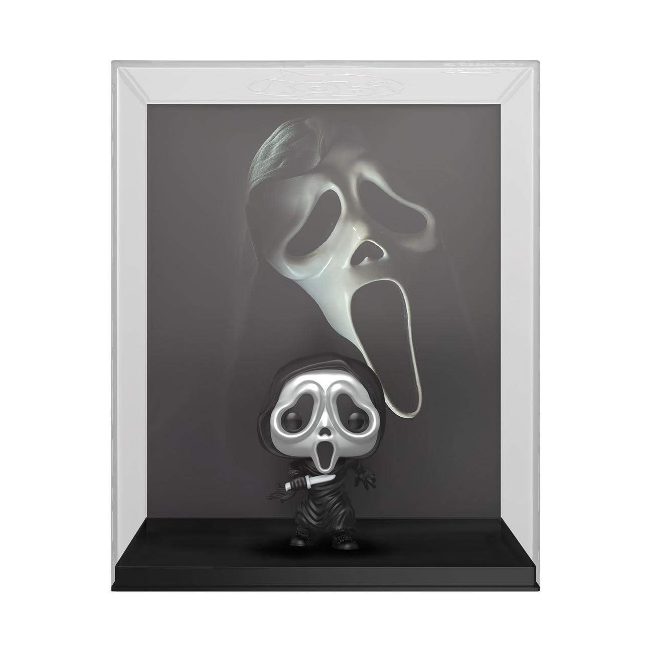 Funko close-up of Ghost Face mask with metallic paint detail benefit