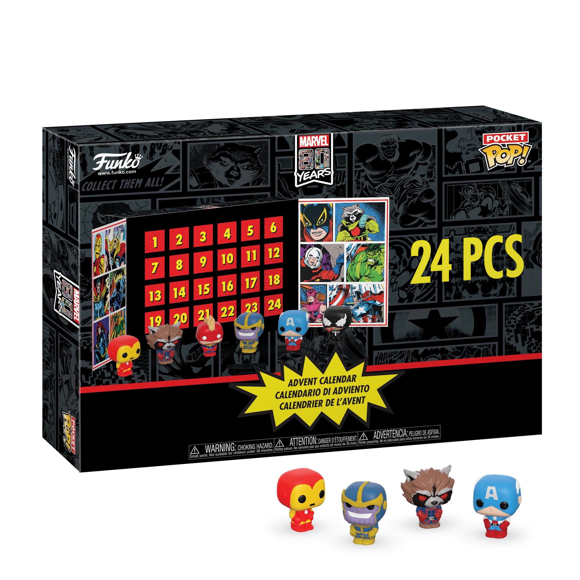 Funko Advent Calendar front packaging showing Marvel 80th artwork and countdown design
