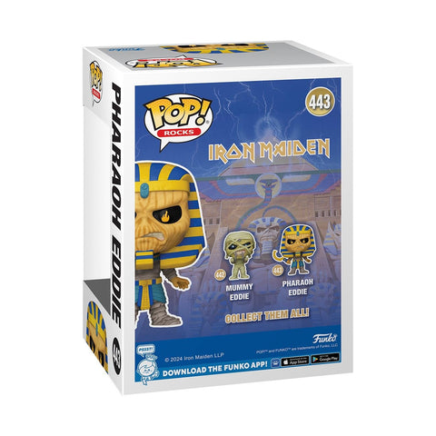 Funko Pharaoh Eddie side profile showing headdress and costume authenticity benefit