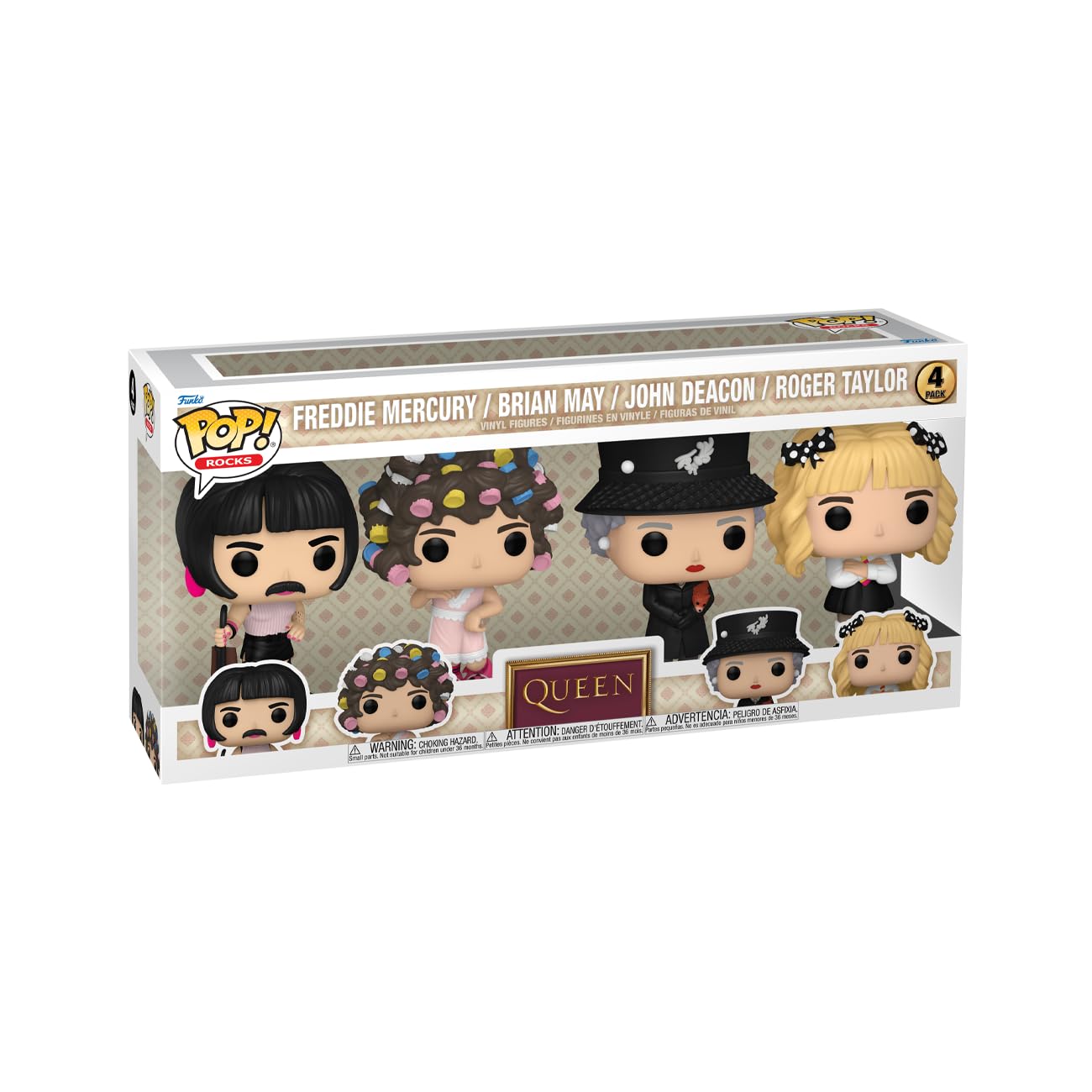 Funko front packaging showing Queen 4-pack, perfect display-ready gift