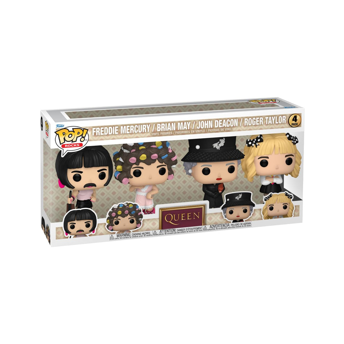 Funko front packaging showing Queen 4-pack, perfect display-ready gift