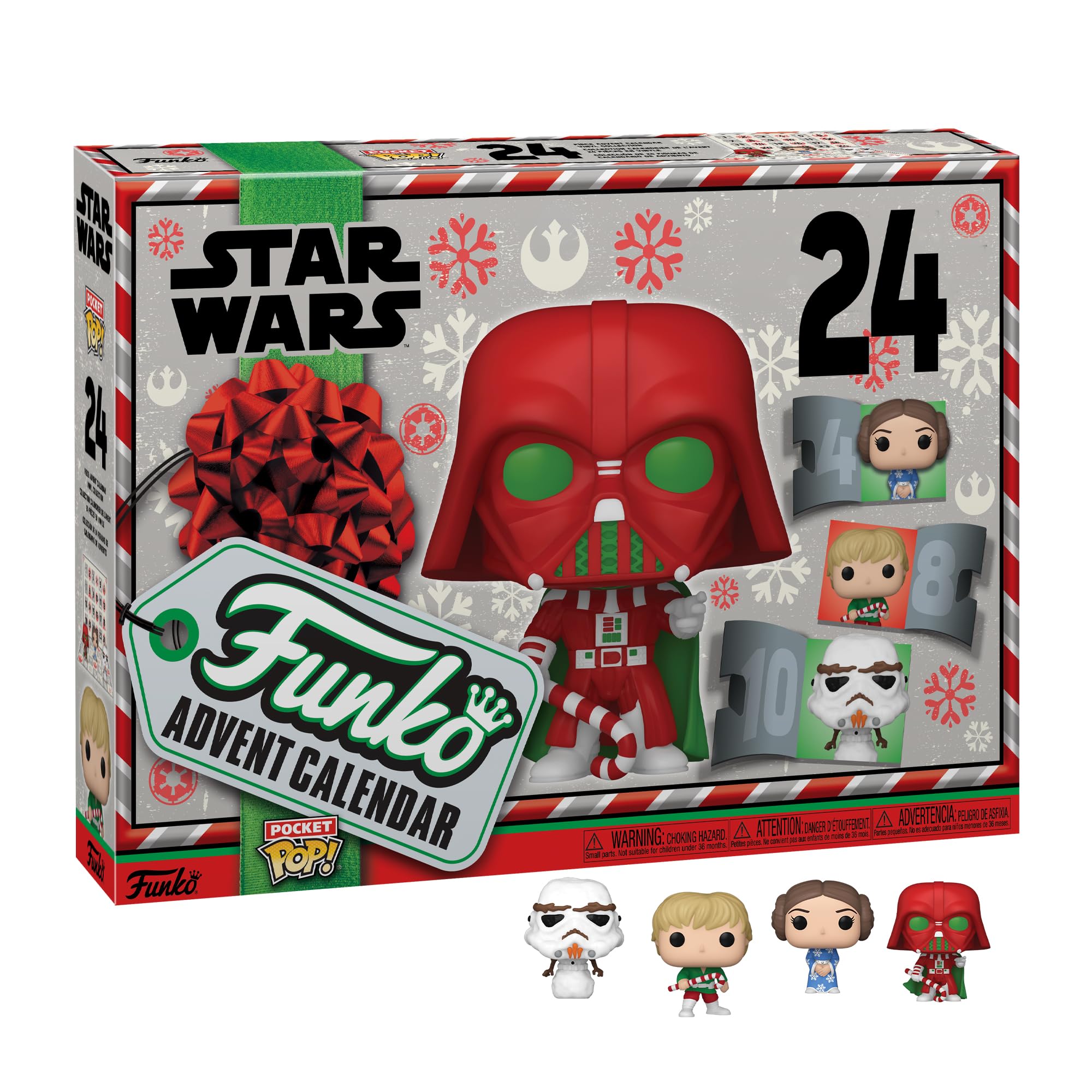 Funko calendar front packaging showing Star Wars holiday artwork and display benefit