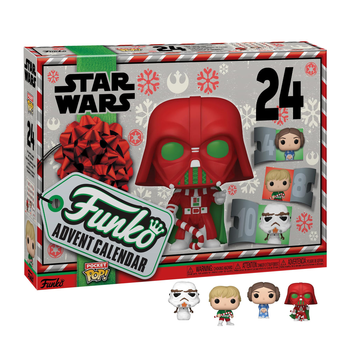 Funko calendar front packaging showing Star Wars holiday artwork and display benefit