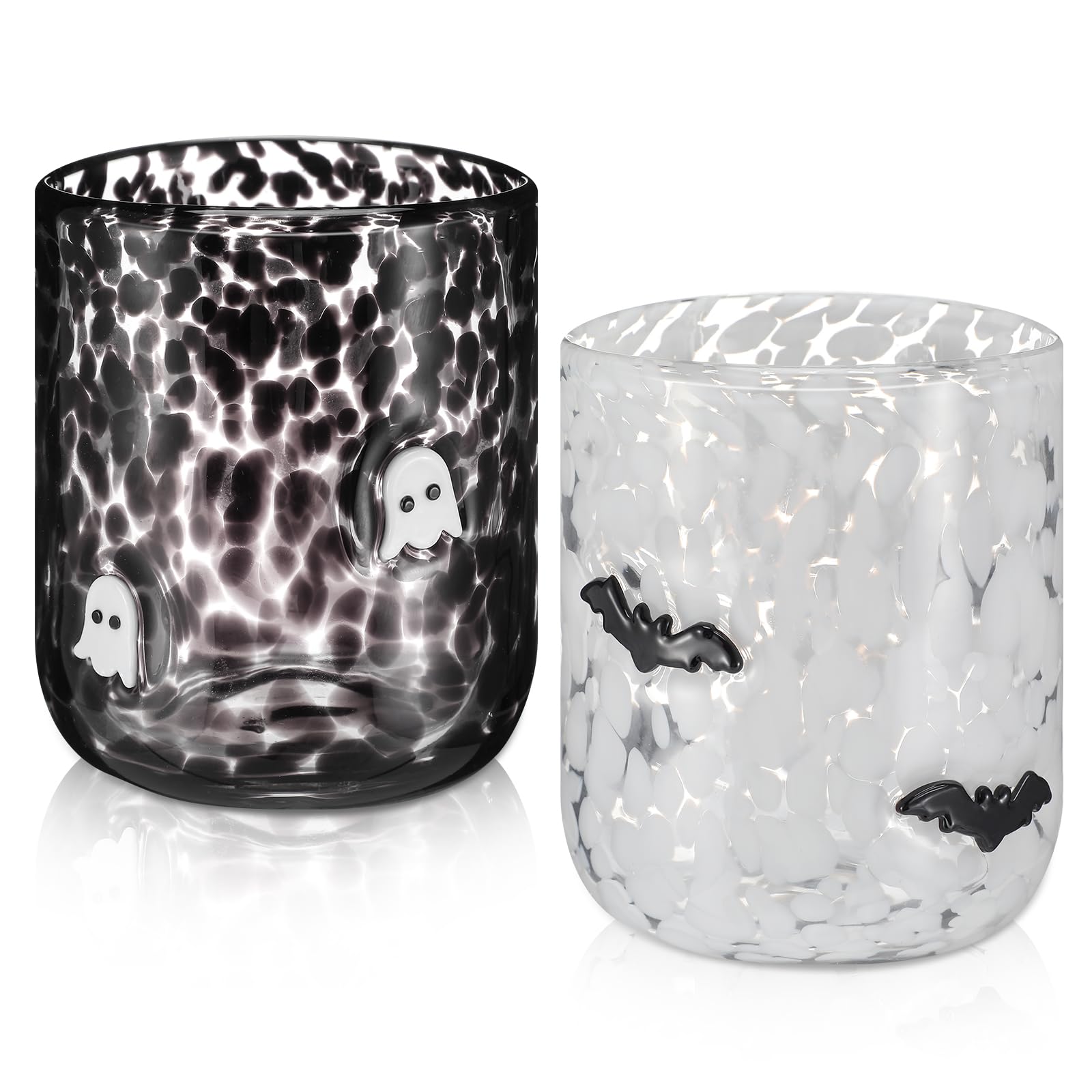 Funnymoom ghost and bat glasses front view showing festive icons and gift appeal