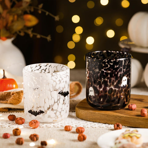 Funnymoom cups styled on Halloween table suggesting party-ready presentation