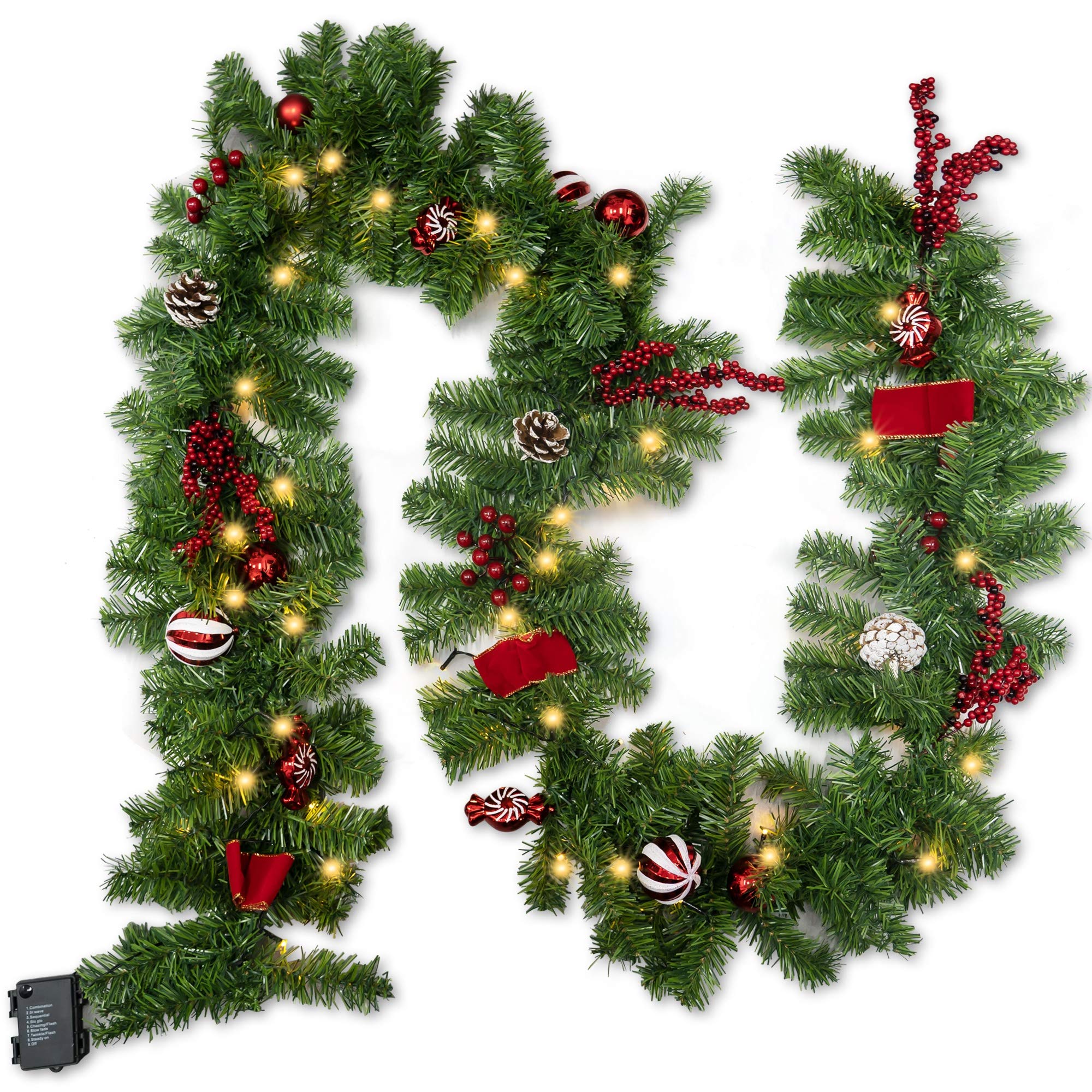 FUNPENY full 9 ft garland displayed on a plain background showing length and red accents
