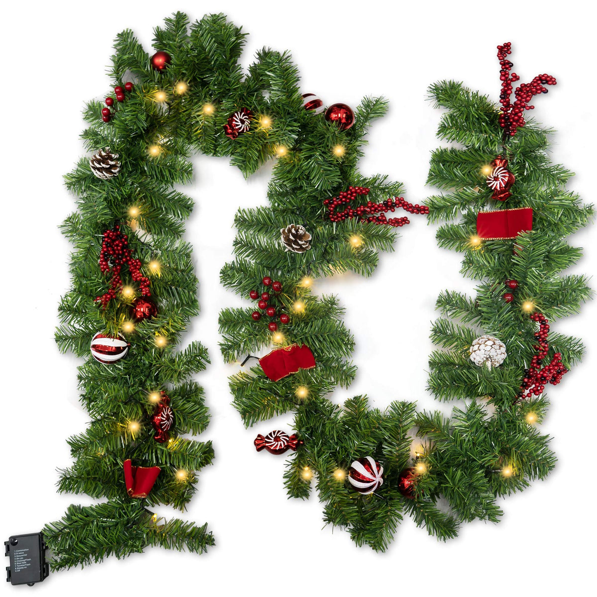 FUNPENY full 9 ft garland displayed on a plain background showing length and red accents