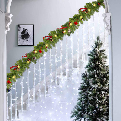 FUNPENY garland framing a doorway in a living room showing instant seasonal curb appeal