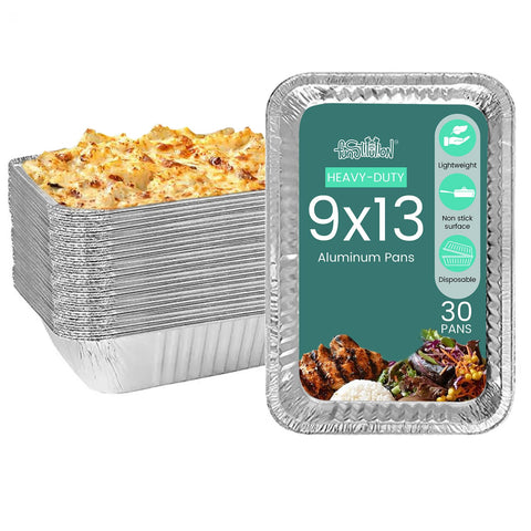 FUNSTITUTION front view of 30-pack 9x13 pans shows convenience and presentation