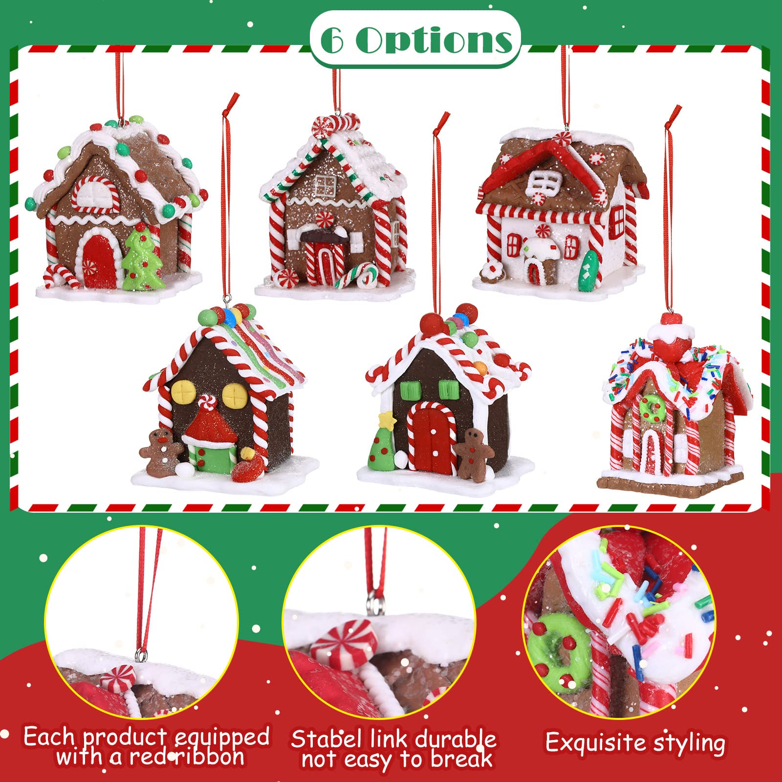 Funtery ornaments hung on a Christmas tree creating warm holiday ambiance