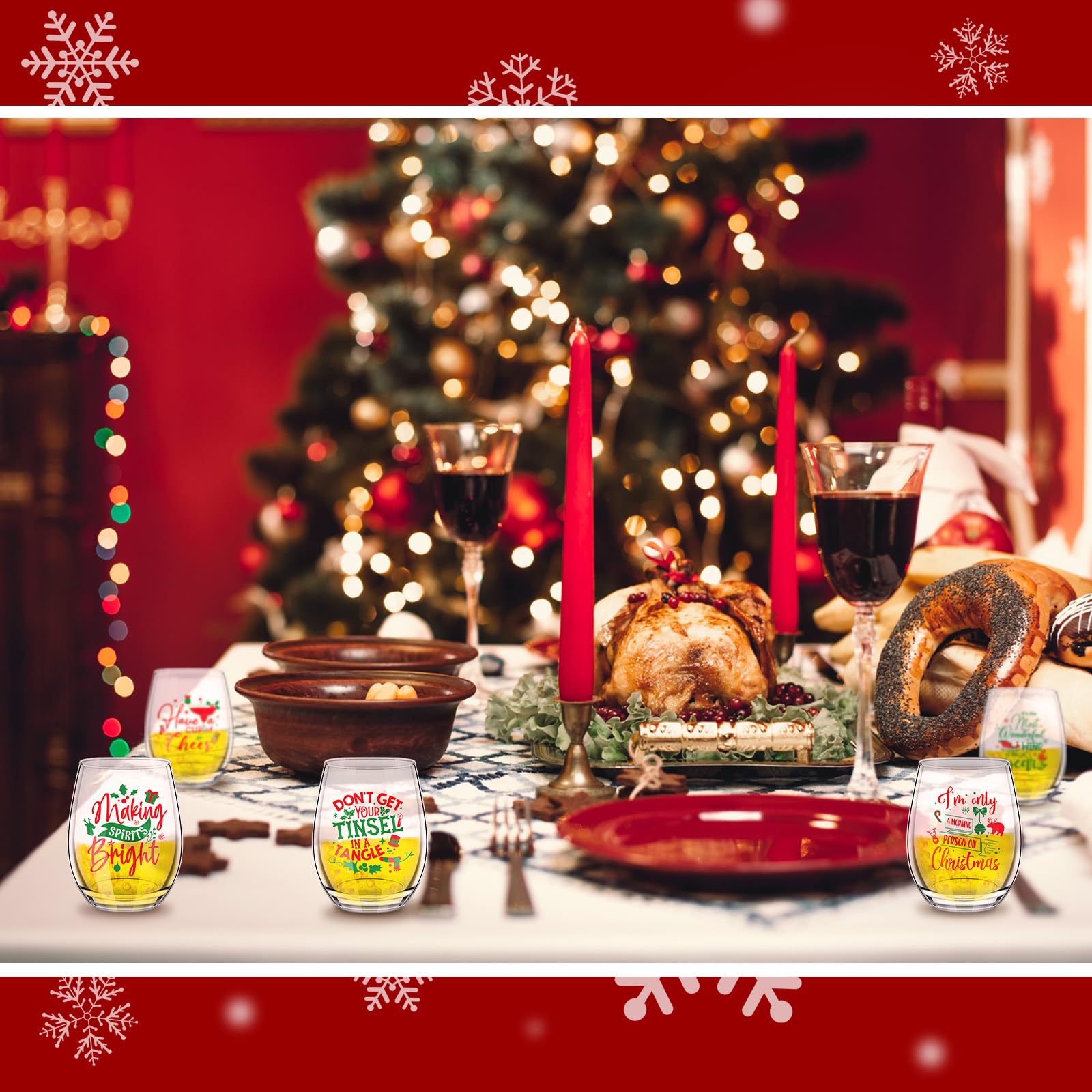 Funtery assortment of printed patterns and icons, varied festive designs