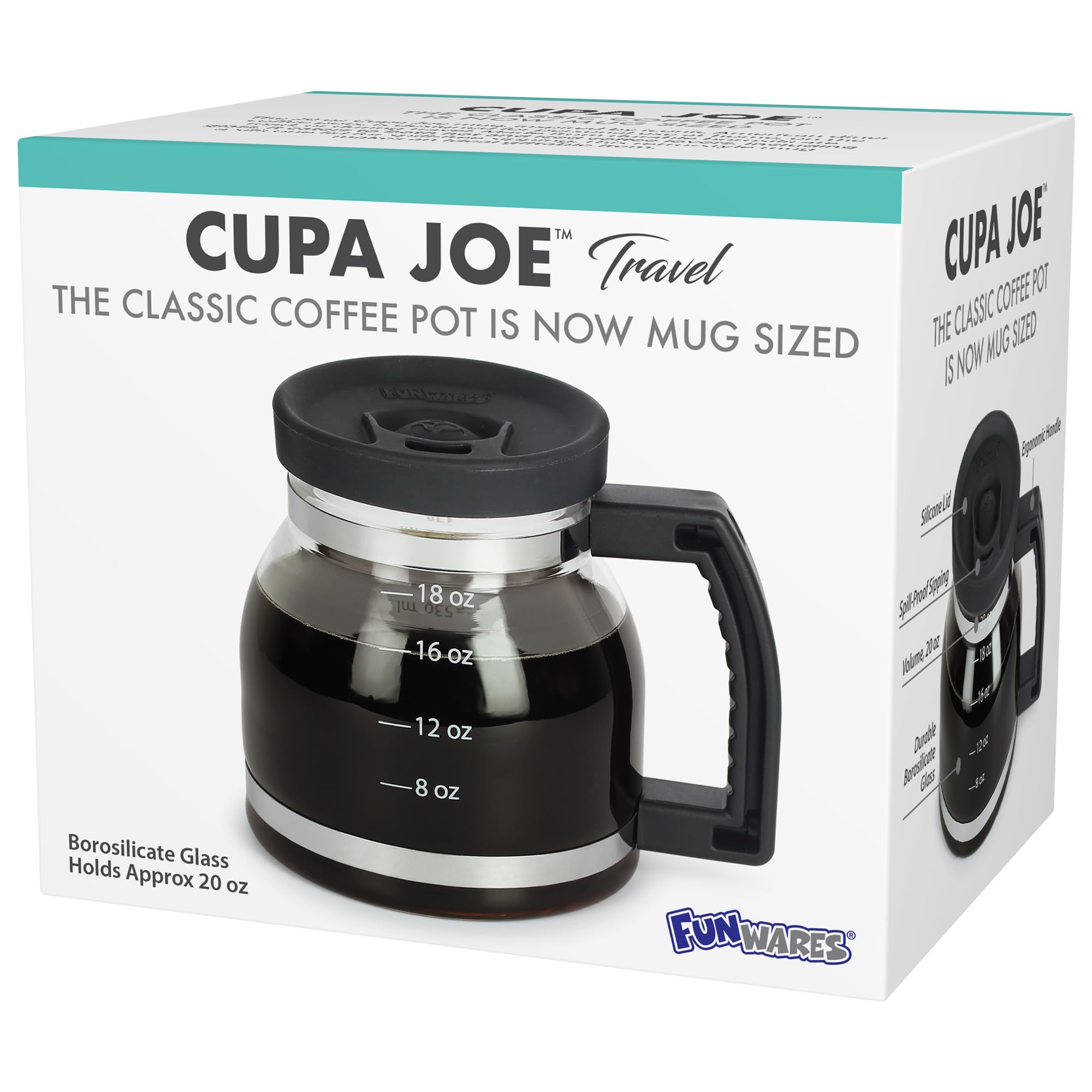 Funwares Cupa Joe on a desk with laptop showing novelty style and practical daily use