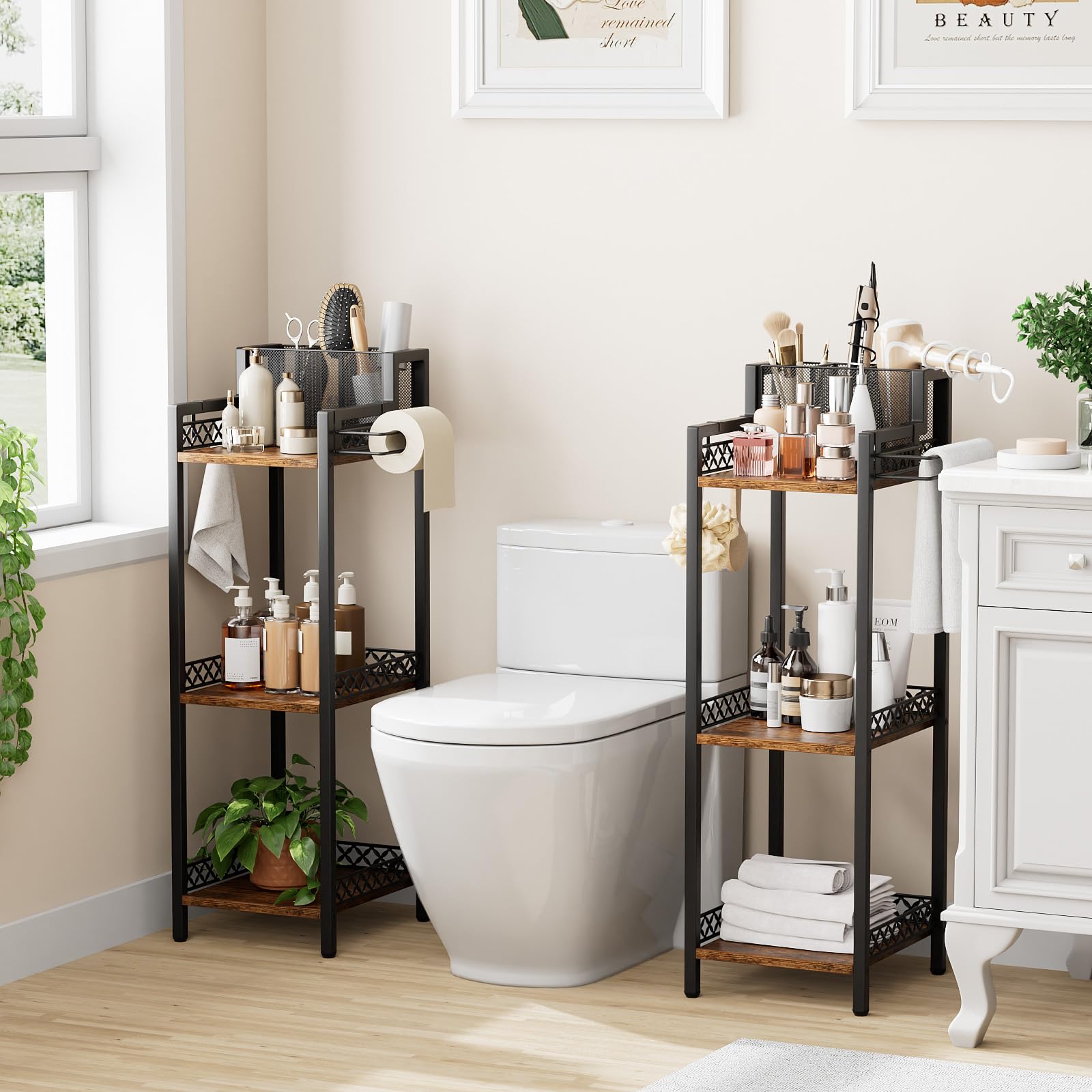FURFUN bottom tray with shampoo bottles for secure bathroom bottle storage