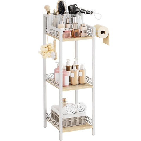 FURFUN front view of slim shelf showing compact vertical storage benefit