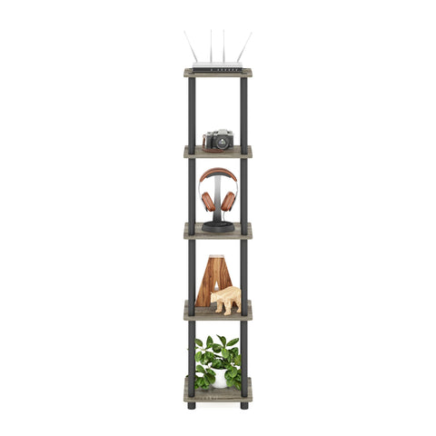 Furinno scale image with objects shows five-tier height and capacity benefit