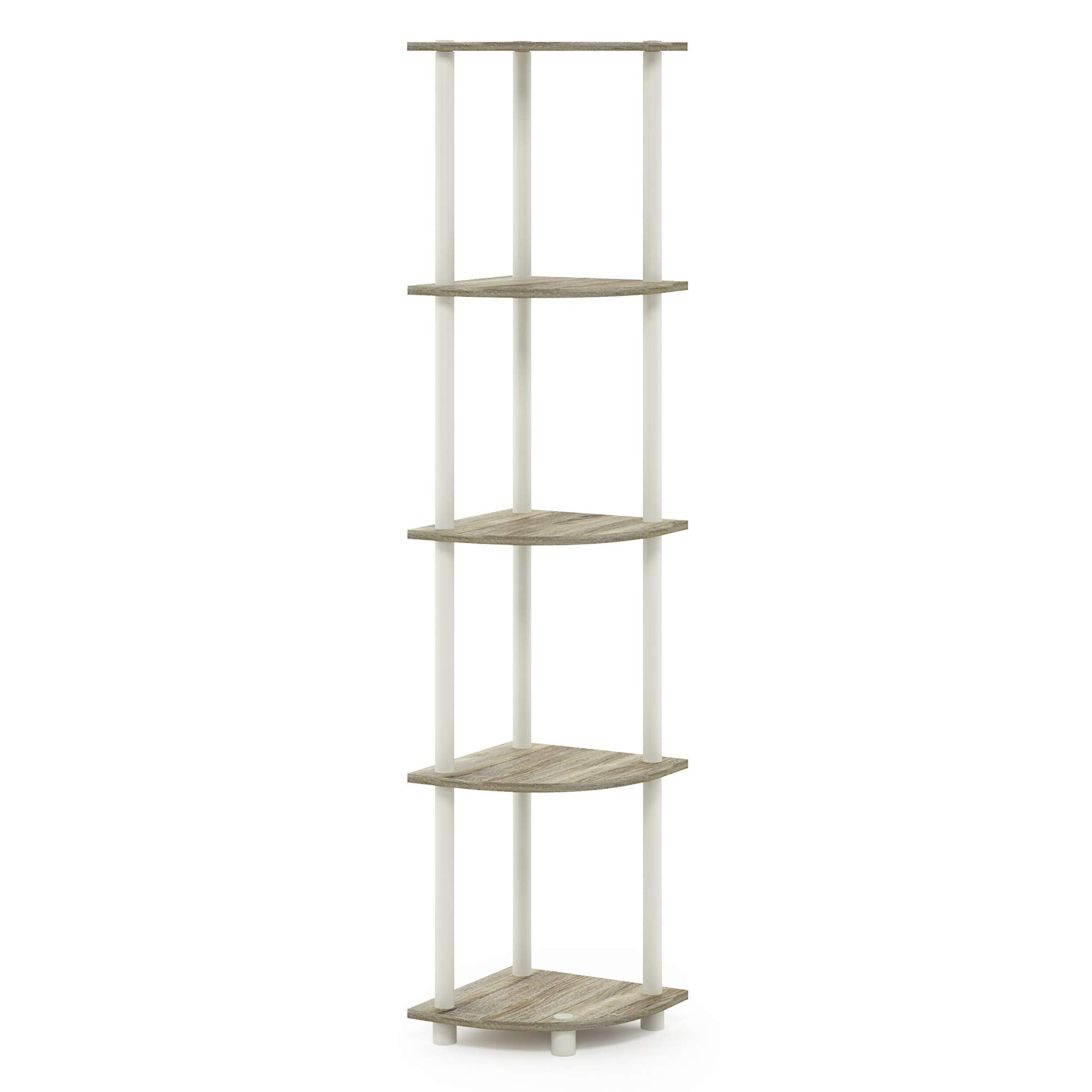 Furinno corner shelf holding toiletries showing versatile room use benefit