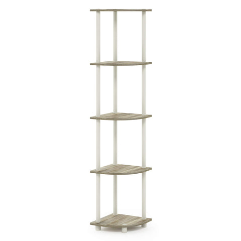 Furinno corner shelf holding toiletries showing versatile room use benefit